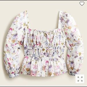 Flora Obscura X J.Crew cinched-waist top in kaleidoscope floral, Size 10
